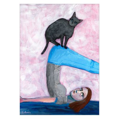 Sharyn Bursic - Yoga with my cat  Poster  without frame
