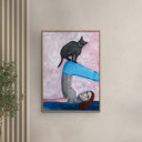 11.8 x 15.7 inches Sharyn Bursic - Yoga with my cat  Poster  without frame