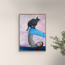 19.7 x 27.6 inches Sharyn Bursic - Yoga with my cat  Poster  without frame