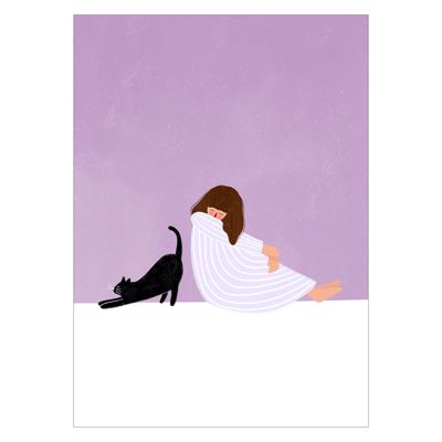 Bea Muller - Girl and Cat  Poster  without frame