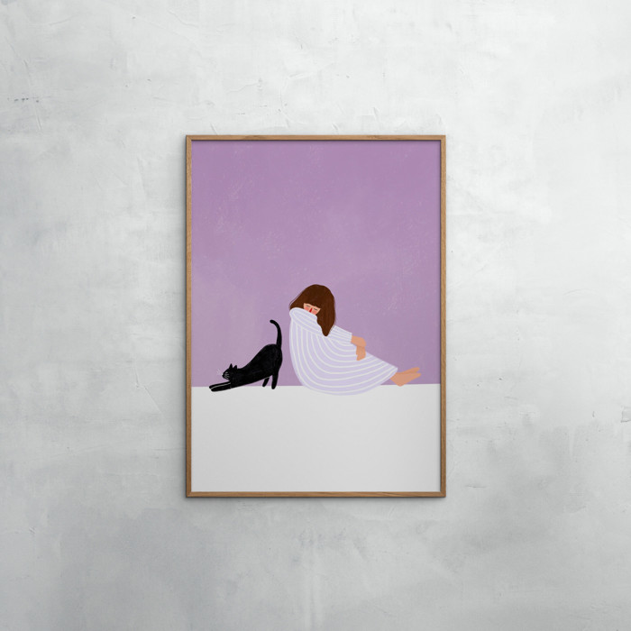 Bea Muller - Girl and Cat  Poster  without frame