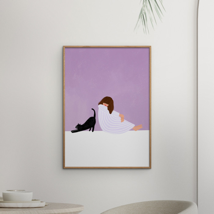 Bea Muller - Girl and Cat  Poster  without frame