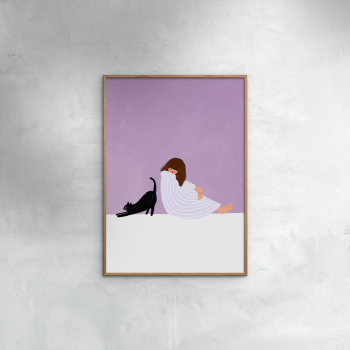 Bea Muller - Girl and Cat  Poster  without frame