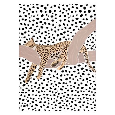 Sarah Manovski - Leopard Sleeping Polkadots  Poster  without frame