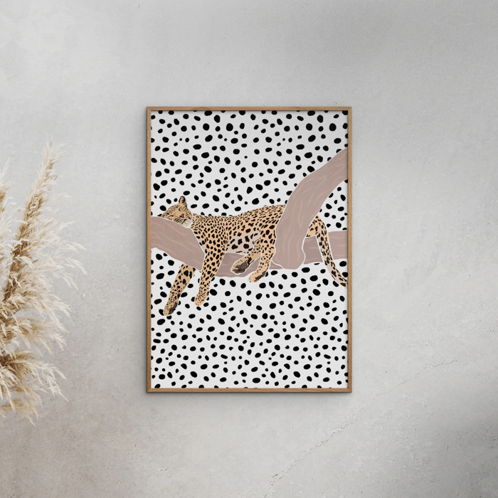 Sarah Manovski - Leopard Sleeping Polkadots  Poster  without frame