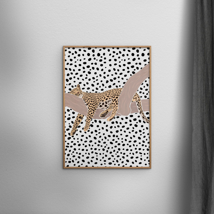 Sarah Manovski - Leopard Sleeping Polkadots  Poster  without frame