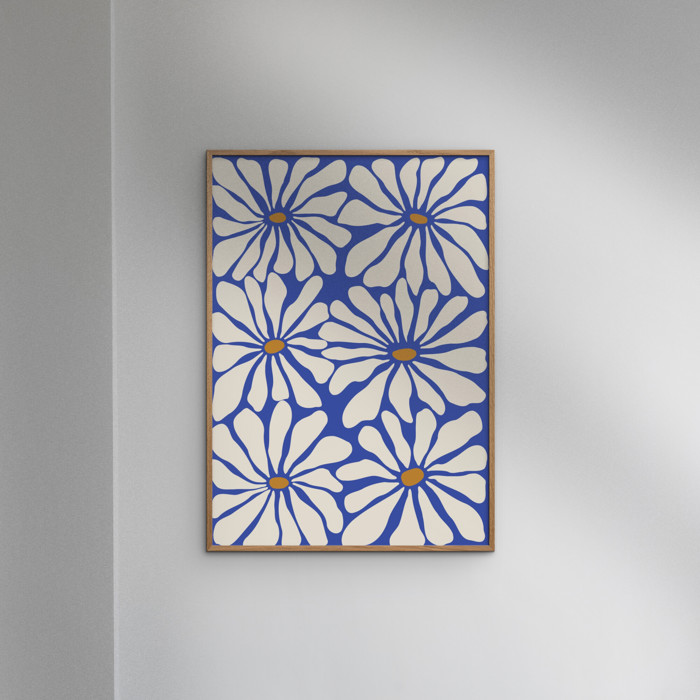 Miho Art Studio - Sunny Floral Blue  Poster  without frame