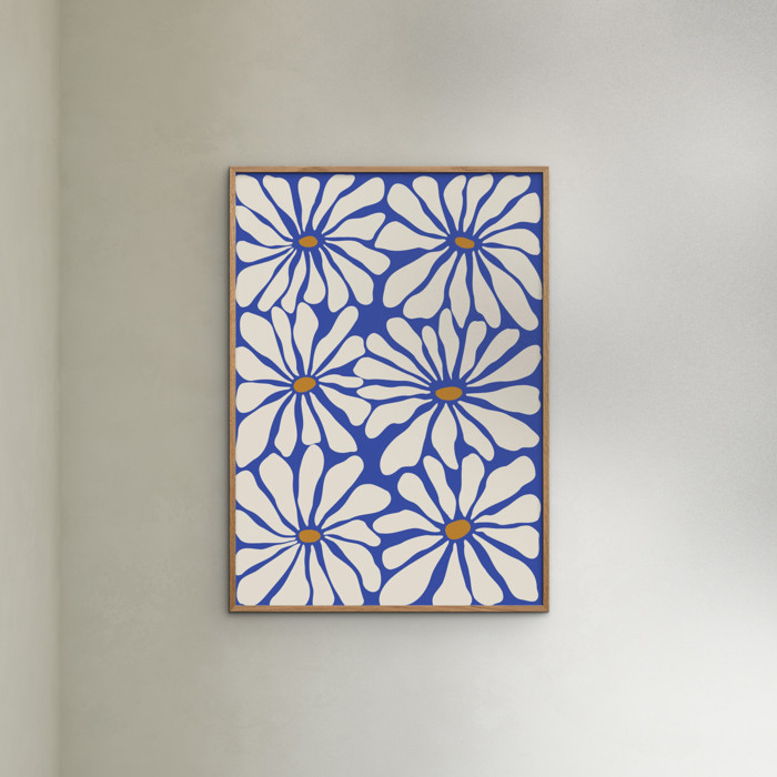 Miho Art Studio - Sunny Floral Blue  Poster  without frame