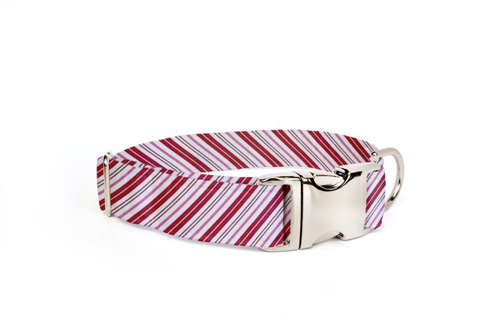 Adjustable Dog Collar - Christmas Red Stripes - FREE SHIPPING