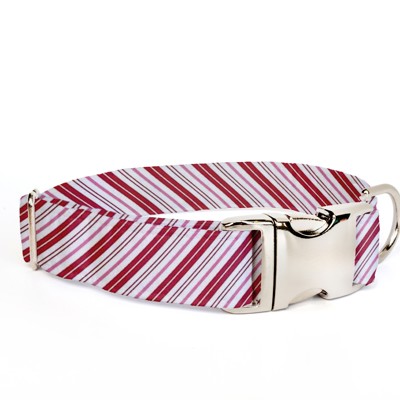 Adjustable Dog Collar - Christmas Red Stripes - FREE SHIPPING