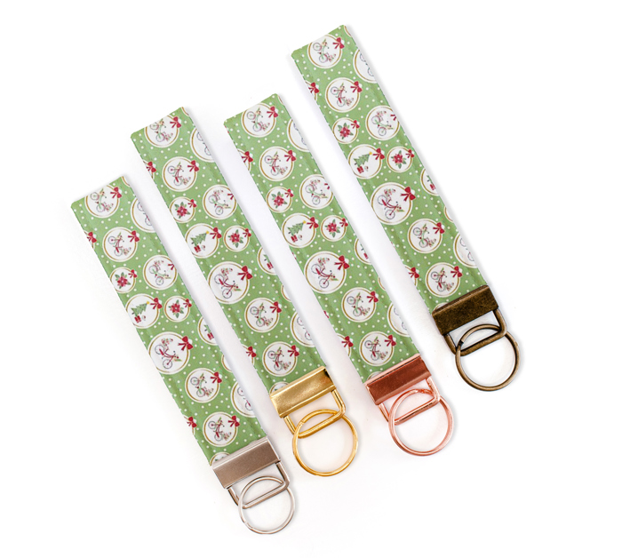 Fabric Keychain/Wristlet - Holiday Snow Globe