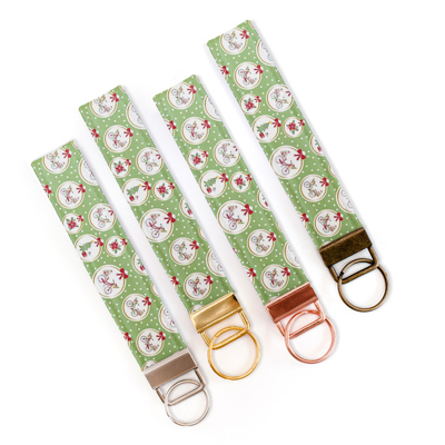 Fabric Keychain/Wristlet - Holiday Snow Globe