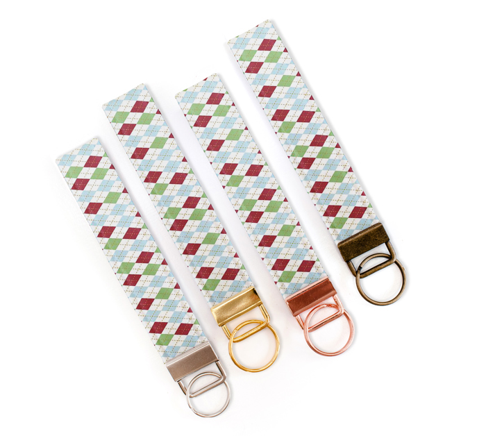 Fabric Keychain/Wristlet - Argyle