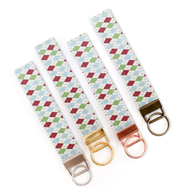 Fabric Keychain/Wristlet - Argyle