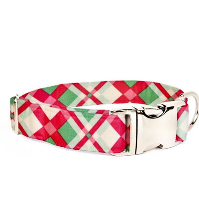 Adjustable Dog Collar - Christmas Plaid - FREE SHIPPING