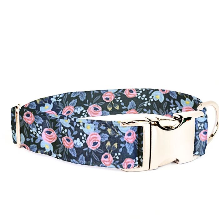 Dog Collar - Rosa Hunter Green Floral - FREE SHIPPING