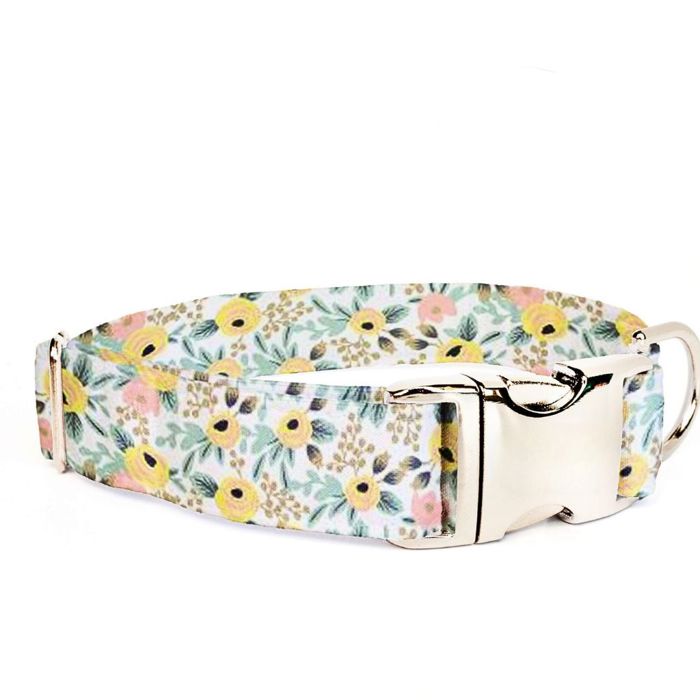 Dog Collar - Rosa Yellow Floral - FREE SHIPPING