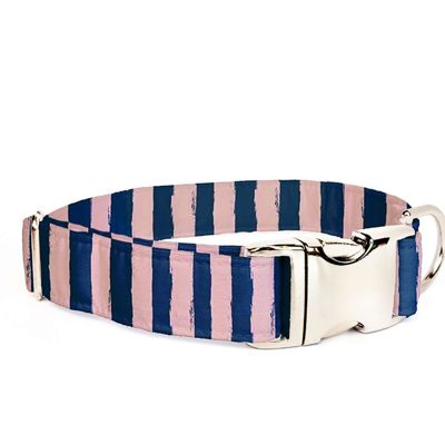 Dog Collar - Navy Blush Stripes - FREE SHIPPING