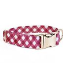  Adjustable Dog Collar - Red + White Plaid - FREE SHIPPING