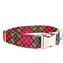  Adjustable Dog Collar - Christmas Red + Green Plaid - FREE SHIPPING