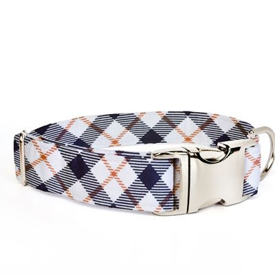 Adjustable Dog Collar - Autumn Orange + Black Plaid - FREE SHIPPING