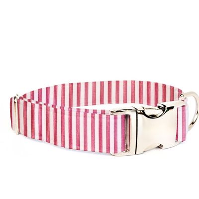 Adjustable Dog Collar - Red Ticking - FREE SHIPPING