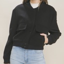 Small Black Laura Cropped Utility Jacket for Women with Front Pockets