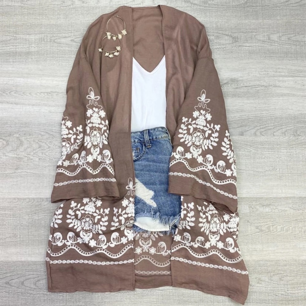 Embroidered Floral Vine Lace Cardigan