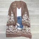 Mocha One Size Fits Most Embroidered Floral Vine Lace Cardigan