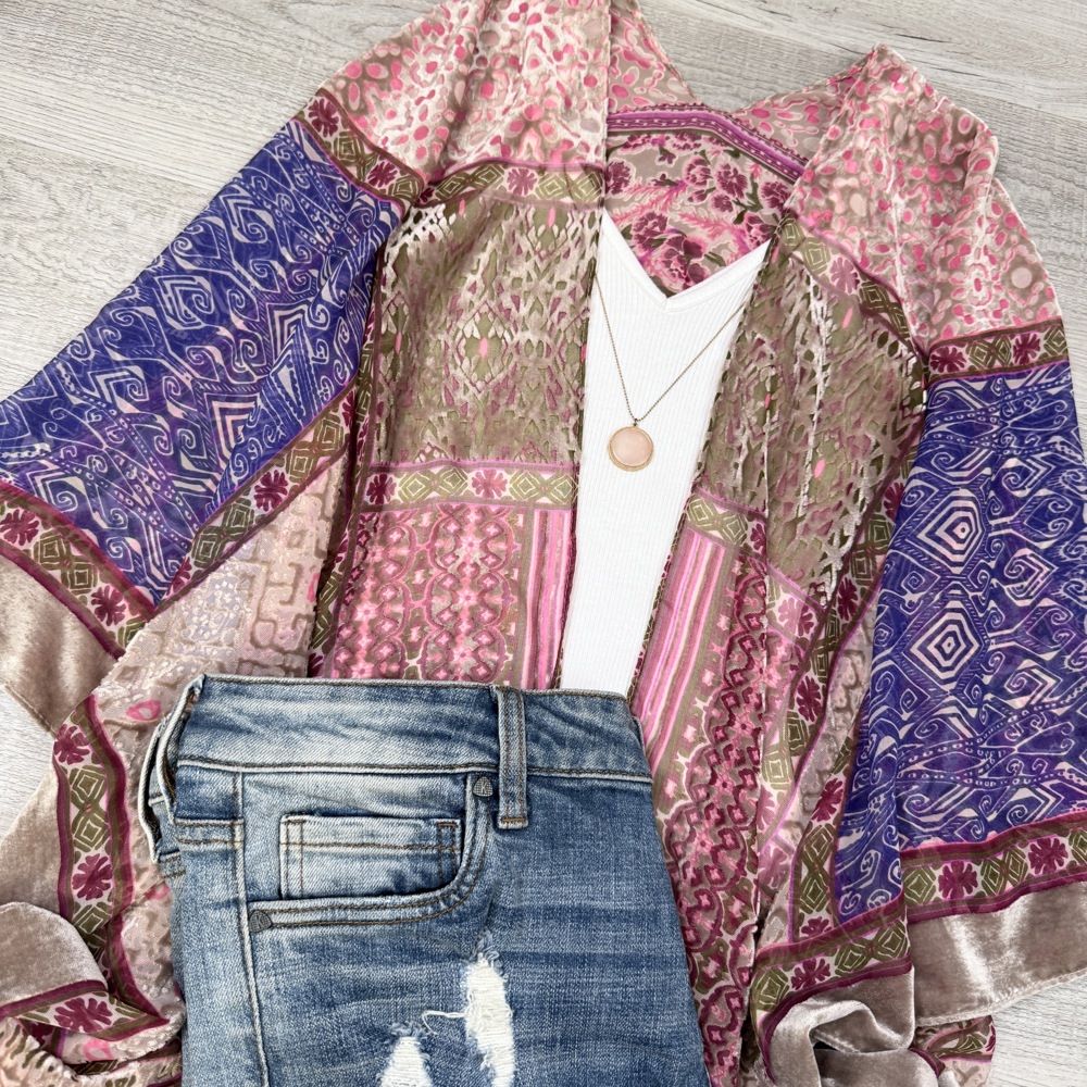 Alice Burnout Bohemian Velvet Kimono