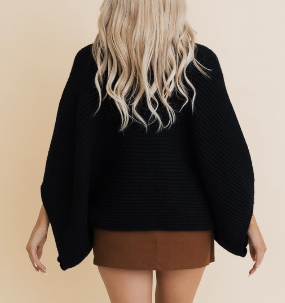 Brooke Ribbed Knit Sleeve Poncho