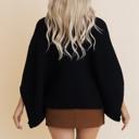 One Size Fits Most Black Brooke Ribbed Knit Sleeve Poncho