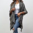 One Size Fits Most Grey Adeline Knit Collared Cardigan/Ruana