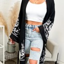 Black One Size Fits Most Embroidered Floral Vine Lace Cardigan