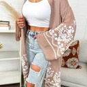 Mocha One Size Fits Most Embroidered Floral Vine Lace Cardigan