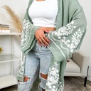 Sage One Size Fits Most Embroidered Floral Vine Lace Cardigan / Kimonos boho chic Cover-up