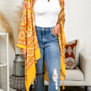 One Size Fits Most Mustard Morocco Tassels Kimono