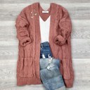 Medium Mauve Buttery Soft Cable knit Cardigan