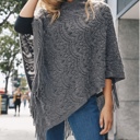 One Size Fits Most Gray Lyssa Scallop Knit Lace Poncho