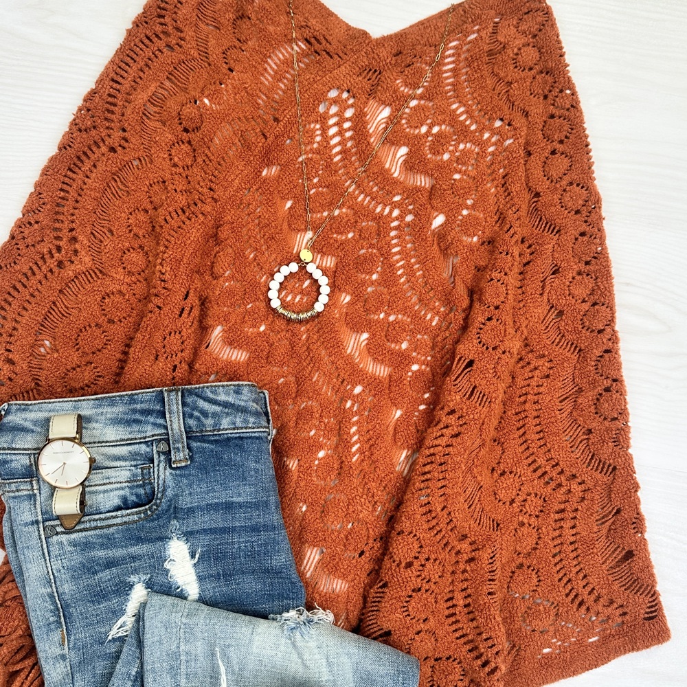 Lyssa Scallop Knit Lace Poncho