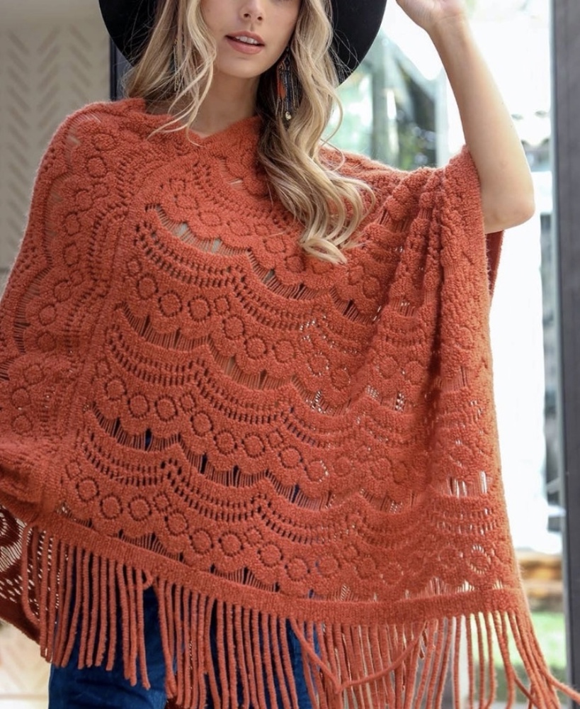 Lyssa Scallop Knit Lace Poncho