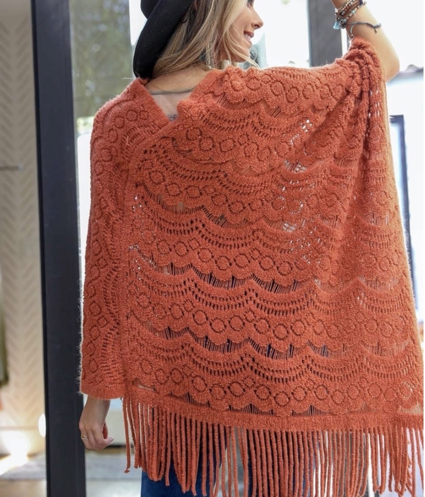 Lyssa Scallop Knit Lace Poncho