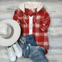 Red Small Gamila Hooded flannel 