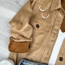 Camel Large Suede Button Up Shacket