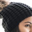 Black Aspen Textured Knit Beanie with Pom Pom