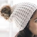 Ivory  Aspen Textured Knit Beanie with Pom Pom