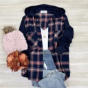 Navy S-M Brook Hooded Flannel