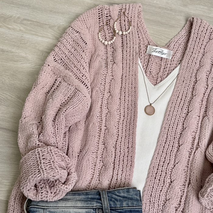 Sweetheart supper soft cable knit Cardigan 