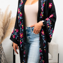 One Size Fits Most Black Elsa Flower Embroidered Cardigan