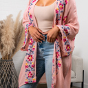 One Size Fits Most Rose Elsa Flower Embroidered Cardigan